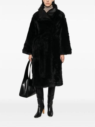 Yves Salomon Faux-Fur Coat - Black