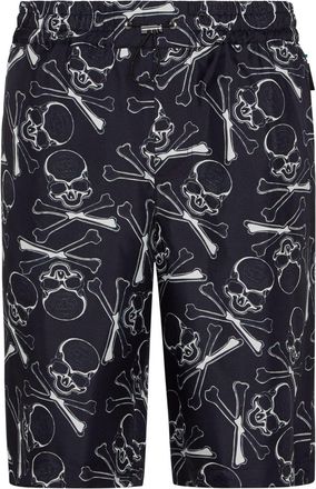 Philipp Plein skull-print silk shorts - men - Silk - XXXXL - Black