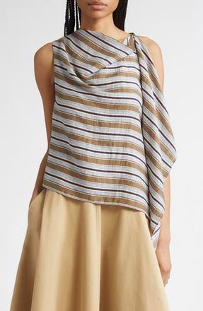 A.L.C. Lota Stripe Side Drape Sleeveless Top in Hazel Stripe at Nordstrom Rack, Size 6