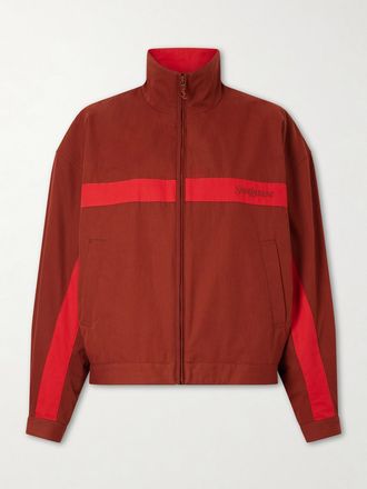 Saint Laurent Giacca In Cotone Con Righe E Logo Ricamato - Bordeaux