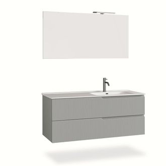 Aquadesign Mueble de ba&ntilde;o ba&ntilde;era derecha 4 piezas en mdf gris mate