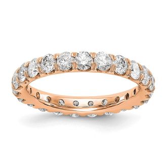 Diamond2Deal 14k Rose Gold Lab Grown Diamond Eternity Wedding Band Ring 3Ct Clarity- VS Color- G-H