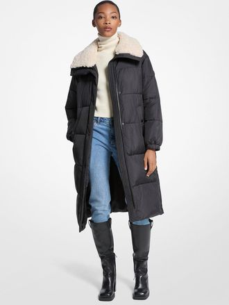 Michael Kors Faux Fur-Trim Quilted Puffer Jacket