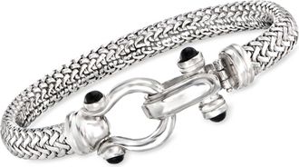 Ross-Simons Italian Sterling Silver Horsebit Bracelet With Black Onyx
