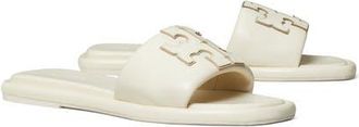 Tory Burch Double-T Leather Sport Slide Sandal in Light Cream /Gold at Nordstrom, Size 10.5