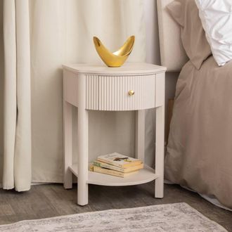 Melody Maison Reeded One Drawer Bedside Table - Willow Taupe Grey Range