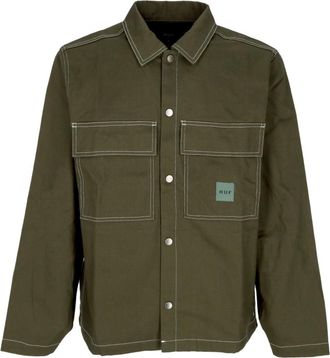 HUF Groene Katoenen Werkjas met Vintage Naden - Heren - Zomerjassen - Groen - XL - Katoen - Jassen