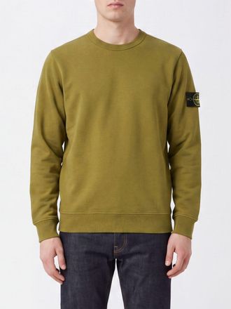 Stone Island Felpa girocollo in jersey di cotone con patch logo Compass