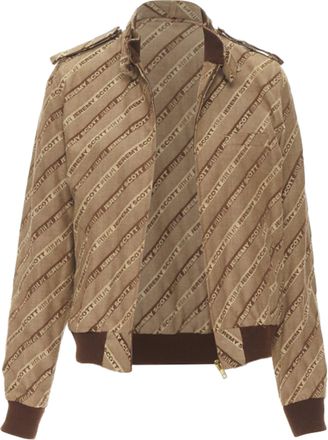 Jeremy Scott vintage JEREMY SCOTT 2000 brown logo jacquard aviator bomber jacket M