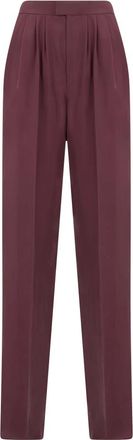 Saint Laurent Wide Trousers, female, Red, Size: M Pants in Silk Habotai