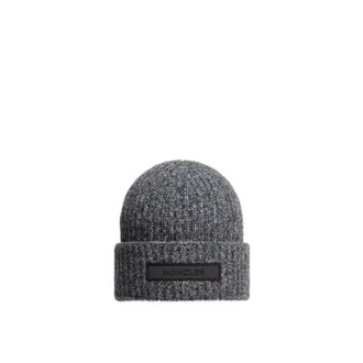 Moncler Mouliné Wool & Cashmere Beanie Grey Size One size
