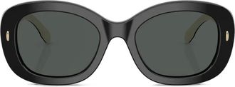 Tory Burch oval-frame logo-detail sunglasses - women - Acetate - 52 - Black