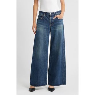 Moussy Vintage McDavid Baggy High Waist Superwide Leg Jeans in Dark Blue at Nordstrom, Size 28