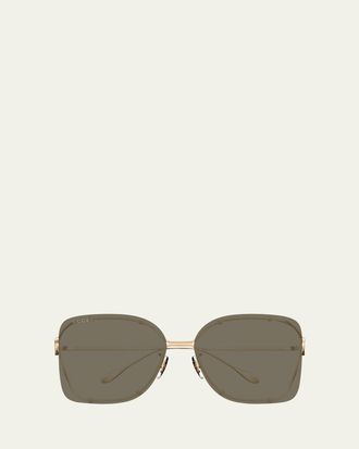 Gucci Rimless Square Metal Sunglasses