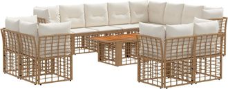 vidaXL Conjunto De Sof&aacute;s De Jard&iacute;n 13 Uds. Natural Y Crema Vidaxl