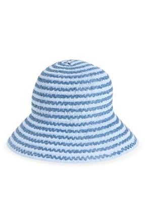 Nordstrom Rack Stripe Straw Bucket Hat in Blue at Nordstrom Rack