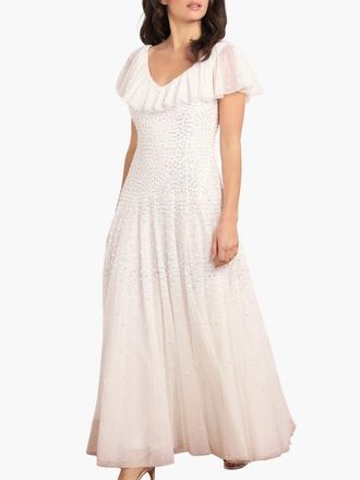 Needle & Thread Sunrise Sequin V-neck Ankle Gown in Swan White at Nordstrom, Size 16
