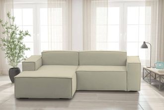Talamo Italia Talamo Italia - Sof&aacute; Fijo Daniela, Gran Sof&aacute; Modular De 2 Plazas Pen&iacute;nsula Izquierda, 100% Made In Italy, Sof&aacute; Moderno En Tela, Cm 240x170h70, Beige, 