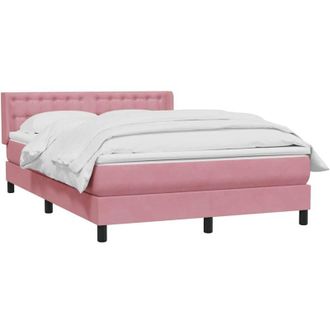 vidaXL Cama Box Spring Con Colch&oacute;n Terciopelo Rosa 140x220 Cm Vidaxl