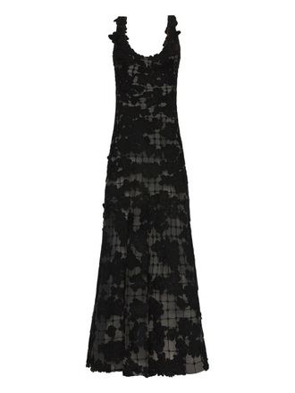 Oscar De La Renta floral cut-out threadwork gown - women - Polyamide - 10 - Black