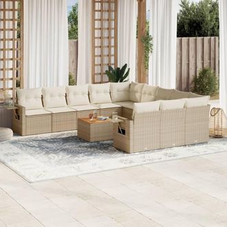 vidaXL Set De Sof&aacute;s De Jard&iacute;n 12 Pzas Y Cojines Rat&aacute;n Sint&eacute;tico Marr&oacute;n Vidaxl