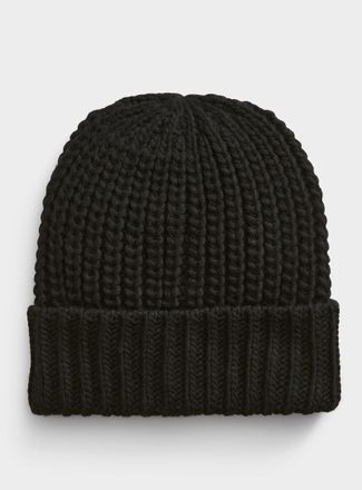 Simons Womens Contrasting-texture chunky knit Tuque HatExclusive collection from Italy