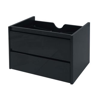 Hhg Mueble Bajo Lavabo Hhg 615, Mueble Bajo Lavabo Ba&ntilde;o, Alto Brillo Soft-close 50x60cm, Negro