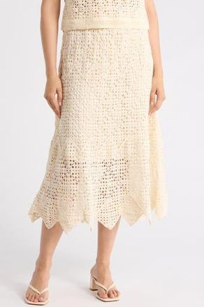 Adrianna Papell Floral Open Stitch Sweater in Cream at Nordstrom Rack, Size X-Small