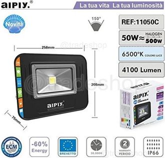 Trade Shop Trade Shop Traesio - Trade Shop - Foco Led Ip65 Luz Fr&iacute;a Focos De Exterior 50w De Potencia 500w Alta Luminosidad