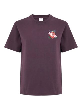 Casablanca floral-embroidered T-shirt - women - Cotton - S - Purple