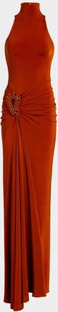 Silvia Tcherassi Frances Embellished Ruched Sleeveless Maxi Dress