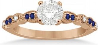 Allurez Blue Sapphire Diamond Marquise Engagement Ring 14k Rose Gold 0.24ct