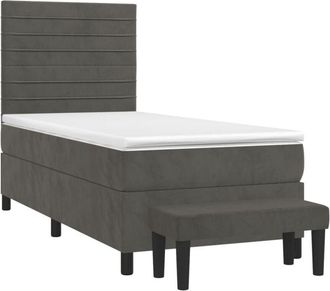vidaXL Vidaxl - Cama Box Spring Con Colch&oacute;n Terciopelo Gris Oscuro 80x200 Cm