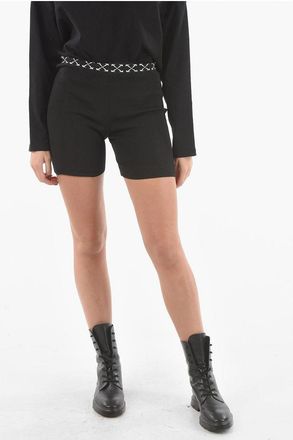 Off-white Ribbed Tech Fabric Biker Shorts BOLD With Contrasting Anagra size 38