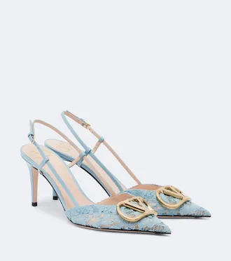 Valentino Garavani VLogo lace slingback pumps
