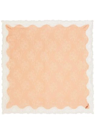 Chlo&eacute; Romantic Lace-trimmed Silk-jacquard Scarf - Pink - One Size