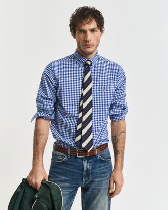 GANT REG POPLIN GINGHAM SHIRT mit Logostickerei auf der Brust