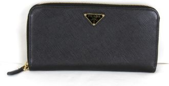 Prada Black Leather Long Wallet (Bi-Fold) (Pre-Owned)