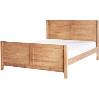 Beliani Beliani - Letto Matrimoniale con Testiera Struttura a Doghe in Legno chiaro 140 x 200 cm Champagnat