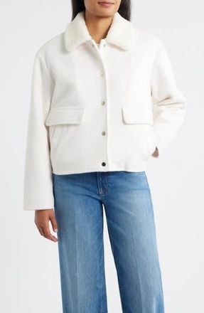Bernardo Faux Shearling Lined Crop Jacket in Brigth White at Nordstrom Rack, Size X-Large
