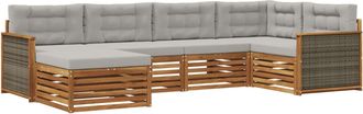 vidaXL Conjunto De Sof&aacute;s De Exterior 6 Uds. Natural Y Gris Claro Vidaxl