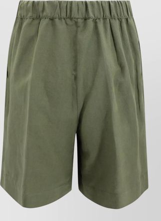 Whyci linen bermuda shorts elastic waist pleats