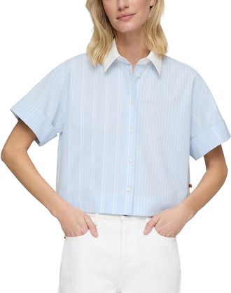 Lafayette 148 New York Contrast Collar Button Front Blouse