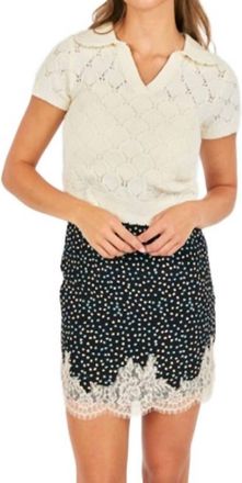 Sadie & Sage Josephine Short Sleeve Polo Sweater In Ivory