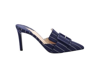 Altuzarra Altuzarra Pre-owned Womens 75mm Pinstripe Heels in Navy Blue Leather - Size EU 37
