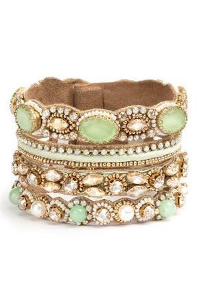 Deepa Gurnani Brixie Stack Bracelet in Jade at Nordstrom