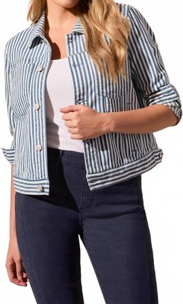 Tribal Railroad Stripe Jacket In Riviera Blue