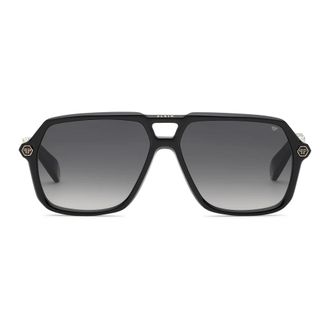 Philipp Plein Accessoires, Heren, Zwart, ONE Size, Hexagon Stud Zonnebril