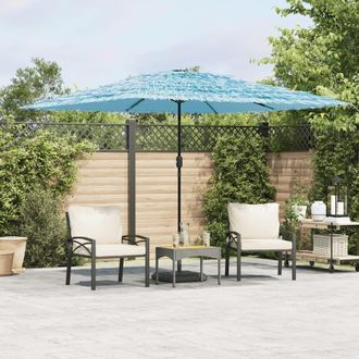 Berkfield Home Garden Parasol with Steel Pole Blue 290x290x238 cm | Size: 290 x 290 x 238 cm