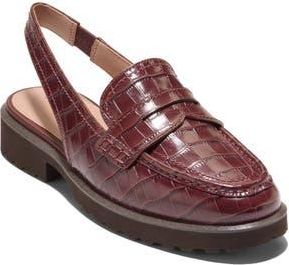 Cole Haan Gwendolyn Slingback Penny Loafer in Mahogany Croc Print Leather at Nordstrom Rack, Size 5.5